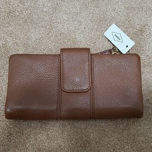 Fossil Ella Clutch Wallet Medium Brown NWT